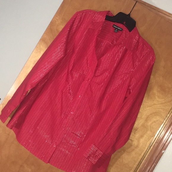 0X Fashion Bug Striped Shimmer Button Down Top - Picture 3 of 13